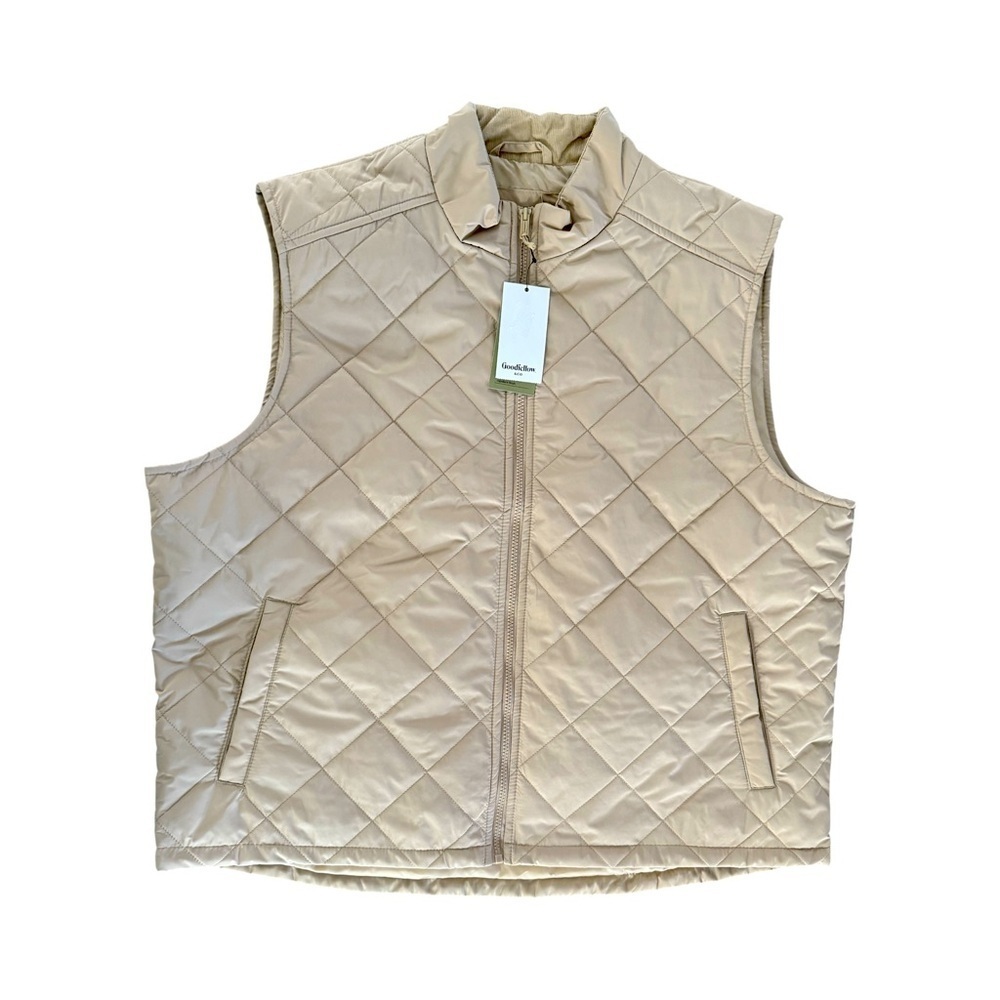 Goodfellow Lightweight Full Zip Water Wind Resistant Tan Vest NWT Size XXL